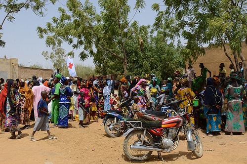 Avril : Des bénévoles des Croix-Rouge montent des camps pour accueillir des réfugiés qui fuient le conflit armé au Mali.  