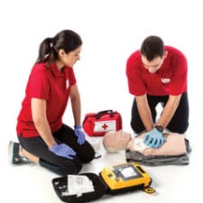 First Aid CPR instructors with materials