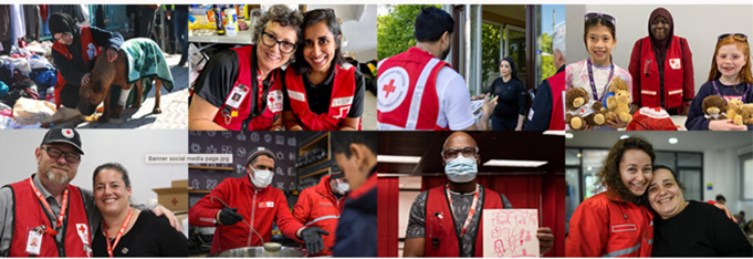 8 images montrant l'aide apportée par les membres de la Croix-Rouge dans le monde entier.