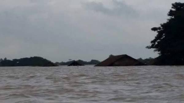 Terrains inondés au Myanmar