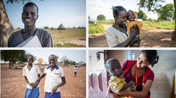 Collage avec des gens souriants en Ouganda et au Soudan du Sud
