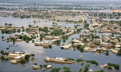 Un paysage inondé au Pakistan