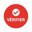 Bouton rouge avec une choche et le mot « vérifier » en blanc